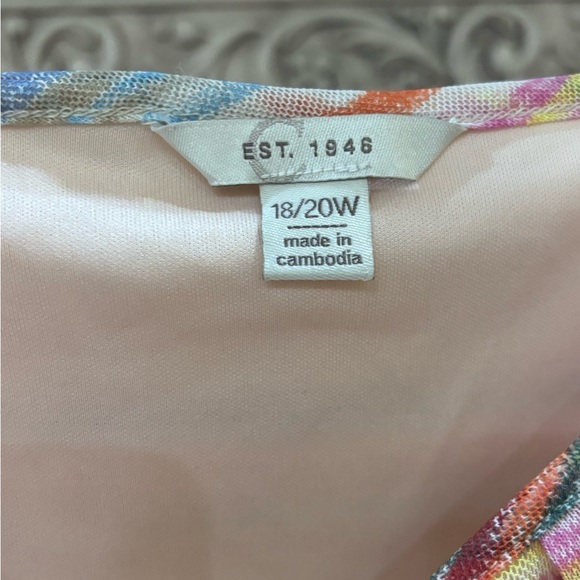 EST. 1946 Multi-Colored Striped Butterfly Sleeve Blouse Shirt Top Size 18/20W - Picture 4 of 14